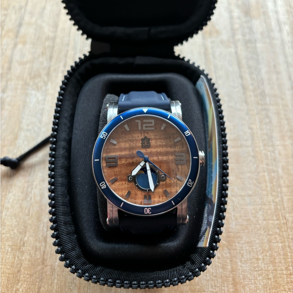 Pono Woodworks, The Waterman Koa Wood Watch in Chrome